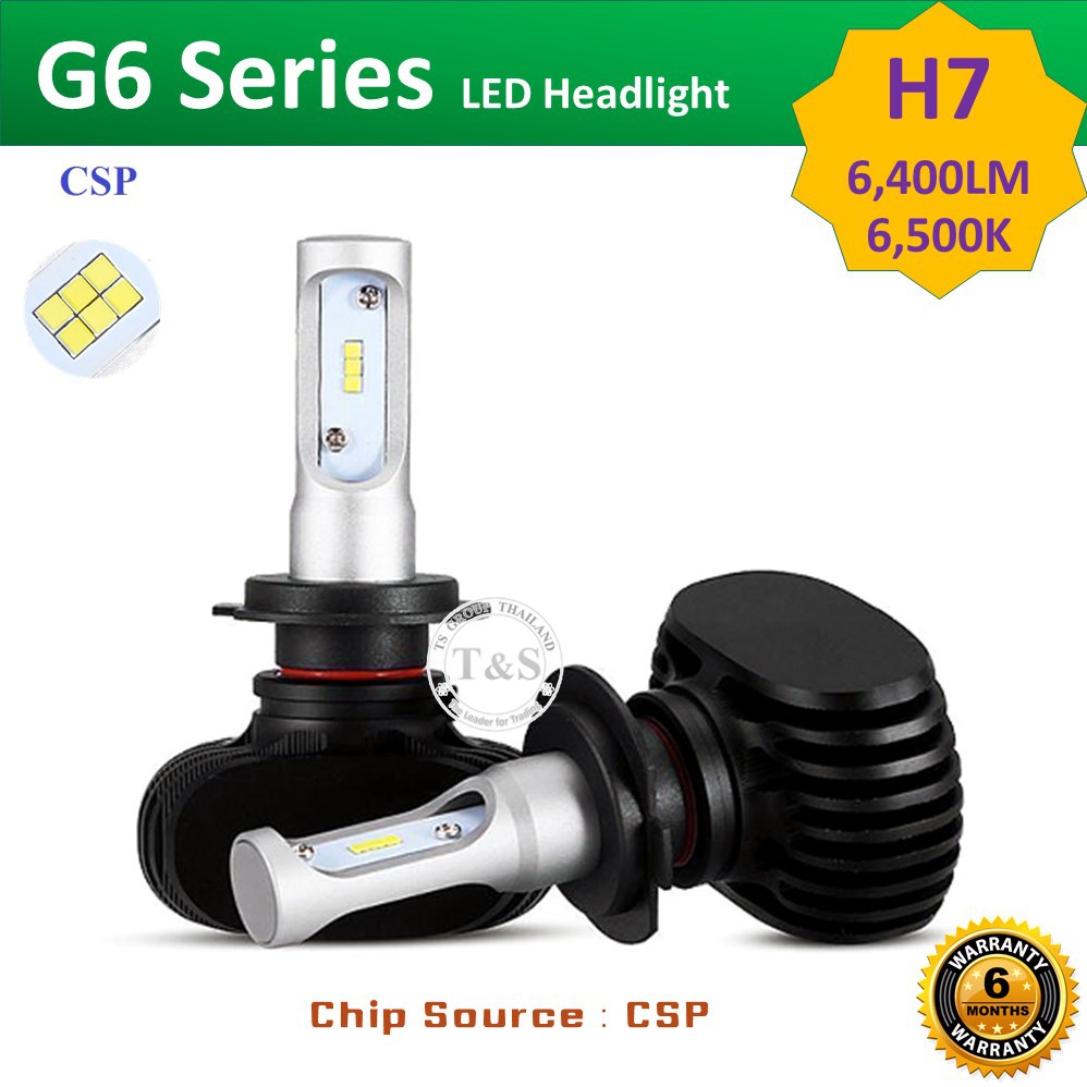 ไฟหน้ารถยนต์ LED รุ่น G6 (8,000LM) ขั้วหลอด H1, H4, H7, H8, H9, H11, H16, HB3(9005), HB4(9006), HIR2(9012) รับประกันแท้