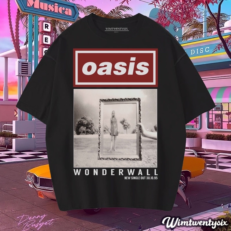 OASIS WONDERWALL TOUR OLD VINTAGE TEE (OVERSIZE DARK GREY เสื้อยืด)