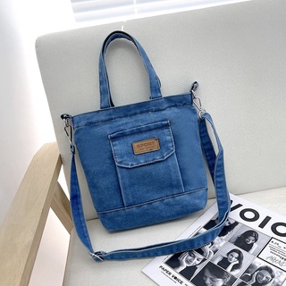 กระเป๋าสะพายข้าง ใหม่ Ins Denim Shopping Bag Cross -Body Canvas Bag Bag Student 2022 Retro Lite -Shoulder Shoulder Bags