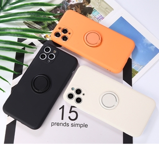 เคท ไอโฟน iPhone 11 Pro Apple iPhone X XS XR 6S 7 8 plus case เคสซิลิโคน เคส Liquid Silicone Soft Case Cover With Ring Holder ที่จับมือถือ