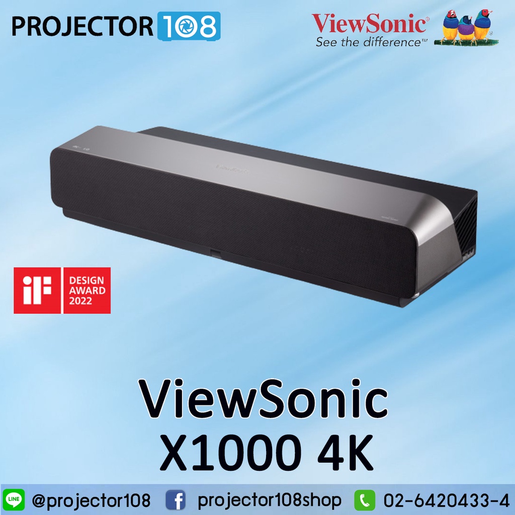 ViewSonic X1000-4K UHD 4K HDR Ultra Short Throw Smart LED Projector with Harman Kardon Soundbar and WiFi &amp; Bluetooth