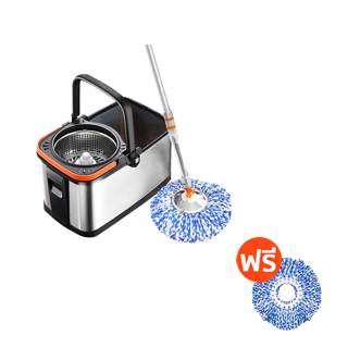 [คืน12% 10CCBJUL4] HomeHuk Spin Mop ชุดถังปั่นสแตนเลส พร้อมไม้ถูพื้น ผ้าม็อบ2ผืน ตัวถังถอดได้ มีรูระบายน้ำ ถังปั่น 2 in 1 ปั่นแห้ง-ซักเปียก หัวไม้ม็อบหมุน 360 องศา Premium Pro ไม้ม็อบ ไม้ถูพื้น ไม้ม๊อบถูพื้น ถังปั่นไม้ม๊อบ ไม้ม็อบถูพื้น