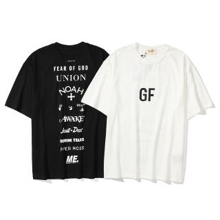 เสื้อยืดผ้าฝ้ายพิมพ์ลายราคาFEAR OF GOD OW x FOG  ผู้ชายและผู้หญิงแฟชั่นลำลองเสื้อยืดแขนสั้นS-3XL