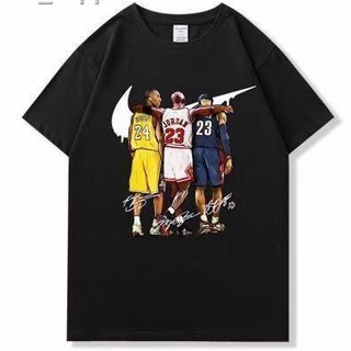 การพิมพ์ฝ้าย【เสื้อบาสเก็ตบอล】◄NBA Lakers James ผู้ชายแขนสั้นหมายเลข 23 เสื้อยืดกีฬาเสื้อฝึกบาสเก็ตบอลผู้ชายชุดฝึกบาสเก็ต