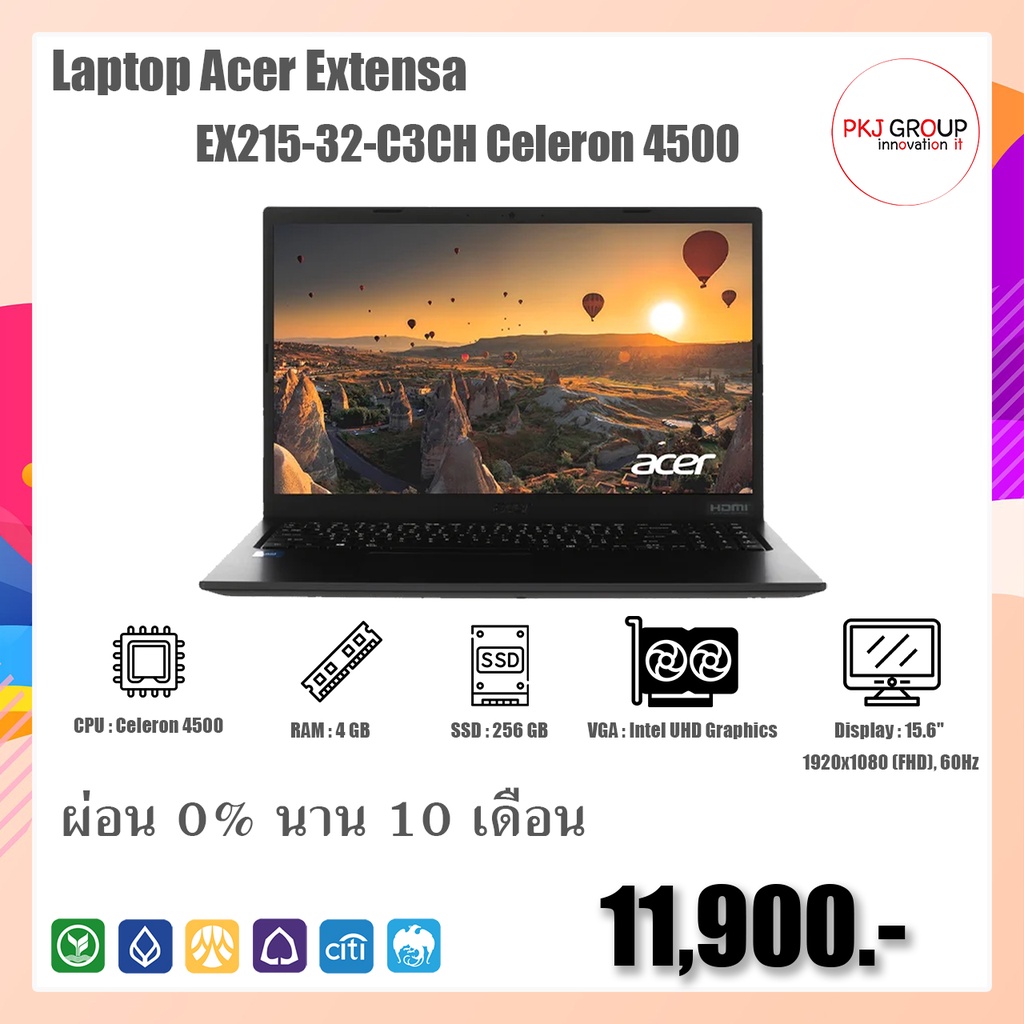 [ผ่อน0%10เดือน]โน๊ตบุ๊ค Acer Laptop Extensa EX215-32-C3CH