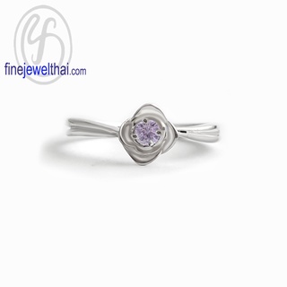 Finejewelthai-แหวนอะเมทิสต์-อะเมทิสต์-แหวนพลอย-แหวนเงินแท้-พลอยประจำเดือนเกิด-Amethyst-Silver-Ring-Birthstone-R1375amt