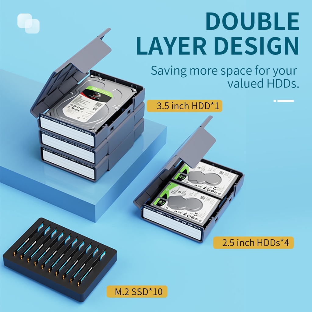 Orico เคส HDD SSD ป้องกันความชื้น สําหรับ HDD SSD ขนาด 3.5 นิ้ว