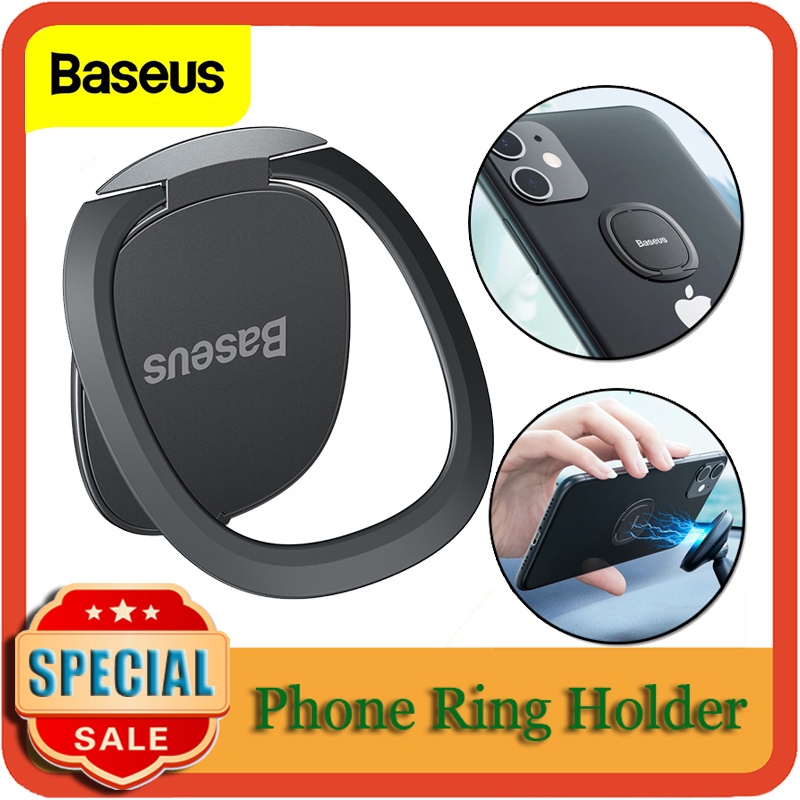 Baseus 3-in-1 ที่วางโทรศัพท์มือถือ แบบบาง มองไม่เห็น แหวนโลหะ แบบพกพา สําหรับรถยนต์