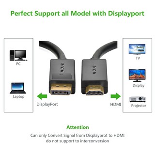 UGREEN CABLE (สายจอมอนิเตอร์) DISPLAY PORT TO HDMI 4K [ 10203 / 10204 ] 3.0 M / 5.0 M.