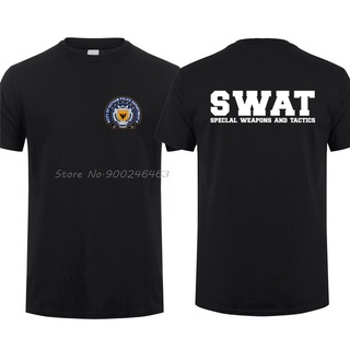 เสื้อยืดแขนสั้น ผ้าฝ้าย พิมพ์ลายตํารวจ Gotham City Gcpd Swat สไตล์สตรีท สําหรับผู้ชาย