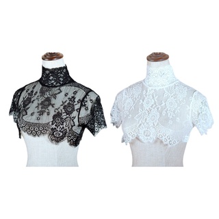 R-R เสื้อเชิ้ตครึ่งแขนผ้าลูกไม้ลายดอกไม้แนวเซ็กซี่