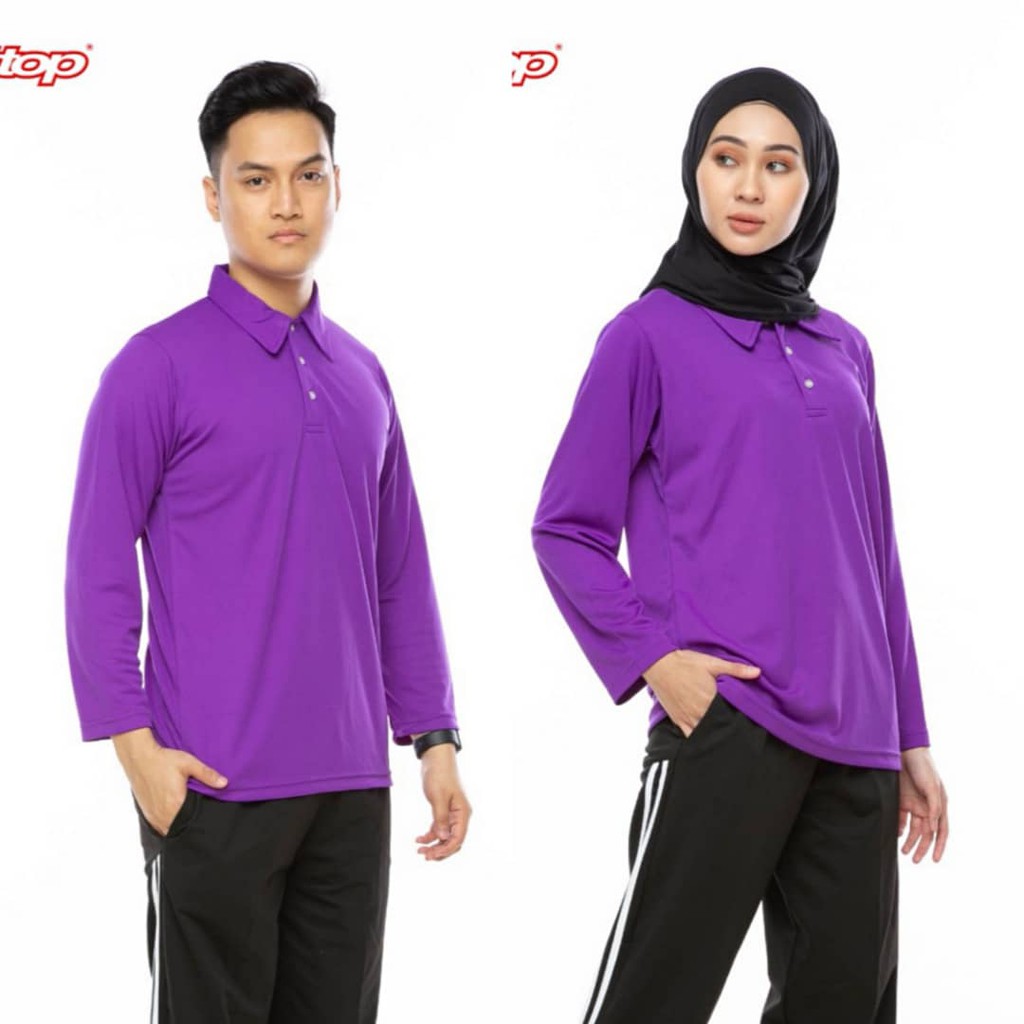 เสื้อคอปกแขนยาว Attop ALS 600A - สีม่วง (วัสดุ microfibre mini bird eye )