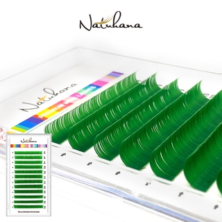 NATUHANA ขนตาต่อ ขนตาปลอมขยายดวงตา แบบนุ่มธรรมชาติ สีเขียวรุ้ง พรีเมี่ยม