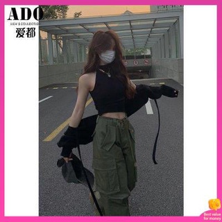 กางเกงคาร์โก้ผู้หญิง กางเกงเดินป่าผู้หญิง ADO American ม.ilitary Work Pants Pants ทั้งชายและหญิงย้อนยุคและ loose Wild Tender ม.ulti -Pocket Design