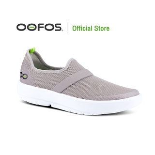 OOFOS OOMG Womens Low White &amp; Gray (เทา-ขาว) - รองเท้าแตะเพื่อสุขภาพ นุ่มสบายเท้าด้วยวัสดุอูโฟม บอกลาปัญหาสุขภาพเท้า