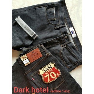 จัสติน ขากระบอกเล็กผ้าดิบริมแดง 14 ออนซ์รุ่น dark hotel