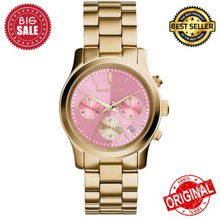 นาฬิกาข้อมือ MICHAEL KORS MK 6161 Runway Pink Dial Gold-tone Stainless Steel Ladies Watch