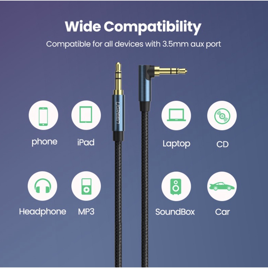 [ส่งไวจากไทย] UGREEN สาย AUX 3.5mm Male to Male Auxiliary Aux Stereo ส่งเร็วทันใจ