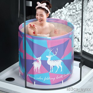 ส่งจากกรุงเทพ☏♛Adult Folding Bathing Bucket Bathing Folding Bathing Bucket Large Child Bathing with Cushion Bath Bucket