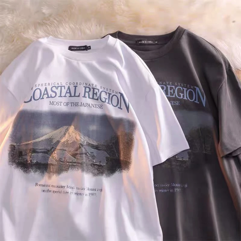 เสื้อคอกลมเสื้อยืดคแฟชั่นแขนสั้นผ้าฝ้ายนุ่มใส่บายหน้าร้อนสไตล์เกาหลีพร้อมส่ง