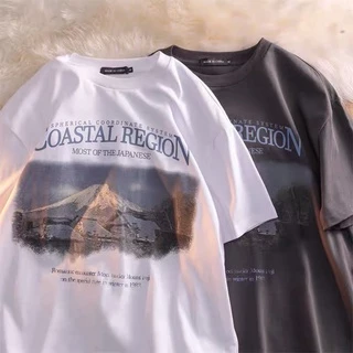 เสื้อคอกลมเสื้อยืดคแฟชั่นแขนสั้นผ้าฝ้ายนุ่มใส่บายหน้าร้อนสไตล์เกาหลีพร้อมส่ง