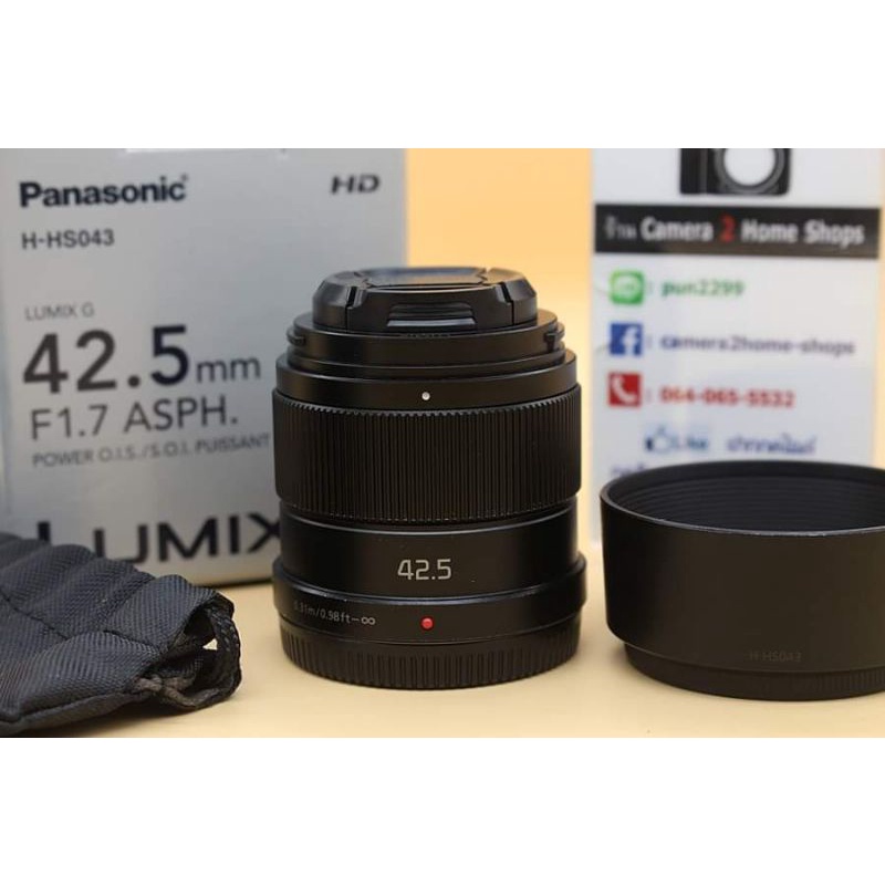 Lens Panasonic LUMIX G 42.5mm f1.7 ASPH. POWER O.I.S. สภาพสวย อดีตประกันศูนย์ ไร้ฝ้า รา ตัวหนังสือคมชัด อุปกรณ์ครบกล่อง