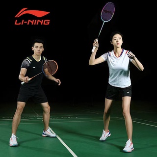 Li Ning เสื้อผ้าแบดมินตัน ผู้ชายและผู้หญิง วอลเลย์บอล แขนสั้น เสื้อกีฬา แห้งเร็ว และระบายอากาศ กําหนดเอง คอกลม ปิงปอง เสื้อผ้า