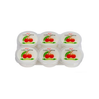 Akiko Pudding Lychee Flavor 80g. โอกิโอพุดดิ้งสอดไส้วุ้นมะพร้าวรสลิ้นจี่ 80กรัม 1แพ็คมี 6ชิ้น