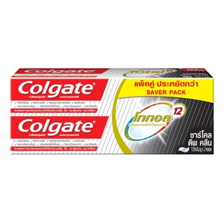 🔥สินค้าขายดี!! คอลเกต ยาสีฟัน สูตรโททอล ชาร์โคล ดีพ คลีน 150 กรัม แพ็คคู่ Colgate Toothpaste Total Charcoal 150 g x 2