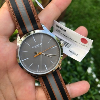 พร้อมส่งของแท้ Coach Baxter Leather Strap With Varsity Stripe Men’s Watch 14602366