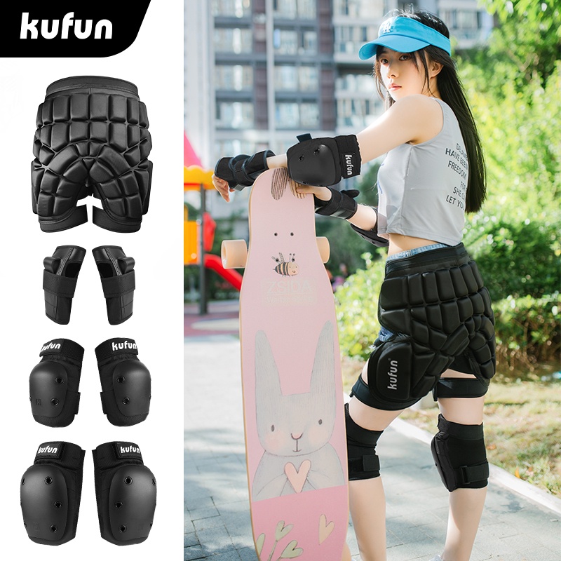 Kufun สกี อุปกรณ์ป้องกันเข่า ป้องกันการตก สะโพก แผ่นเกราะ เด็ก สเก็ตบอร์ด อุปกรณ์โรลเลอร์สเก็ต
