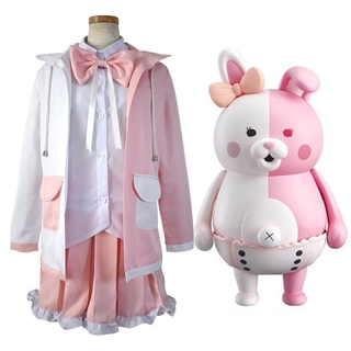 Danganronpa Dangan -Ronpa 2 Monomi วิกผมคอสเพลย์กระต่ายสีชมพูสีขาว