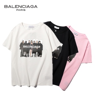 [S-5XL]เสื้อยืดแขนสั้นลําลอง ผ้าฝ้าย พิมพ์ลาย BAL-en-C-iaga ขนาดใหญ่ แฟชั่นคู่รัก สไตล์คลาสสิก สําหรับผู้ชาย และผู้หญิง