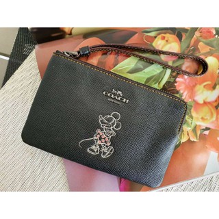 🎀 คล้องมือสีดำ ลายมินนี่ 1 ซิป size S F30004 CORNER ZIP WRISTLET WITH MINNIE MOUSE MOTIF