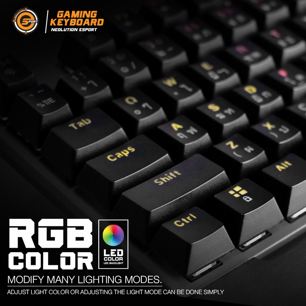 คีย์บอร์ดมีไฟ คีย์บอร์ดเกมส์มิ่ง Neolution E-Sport Gaming Keyboard ...