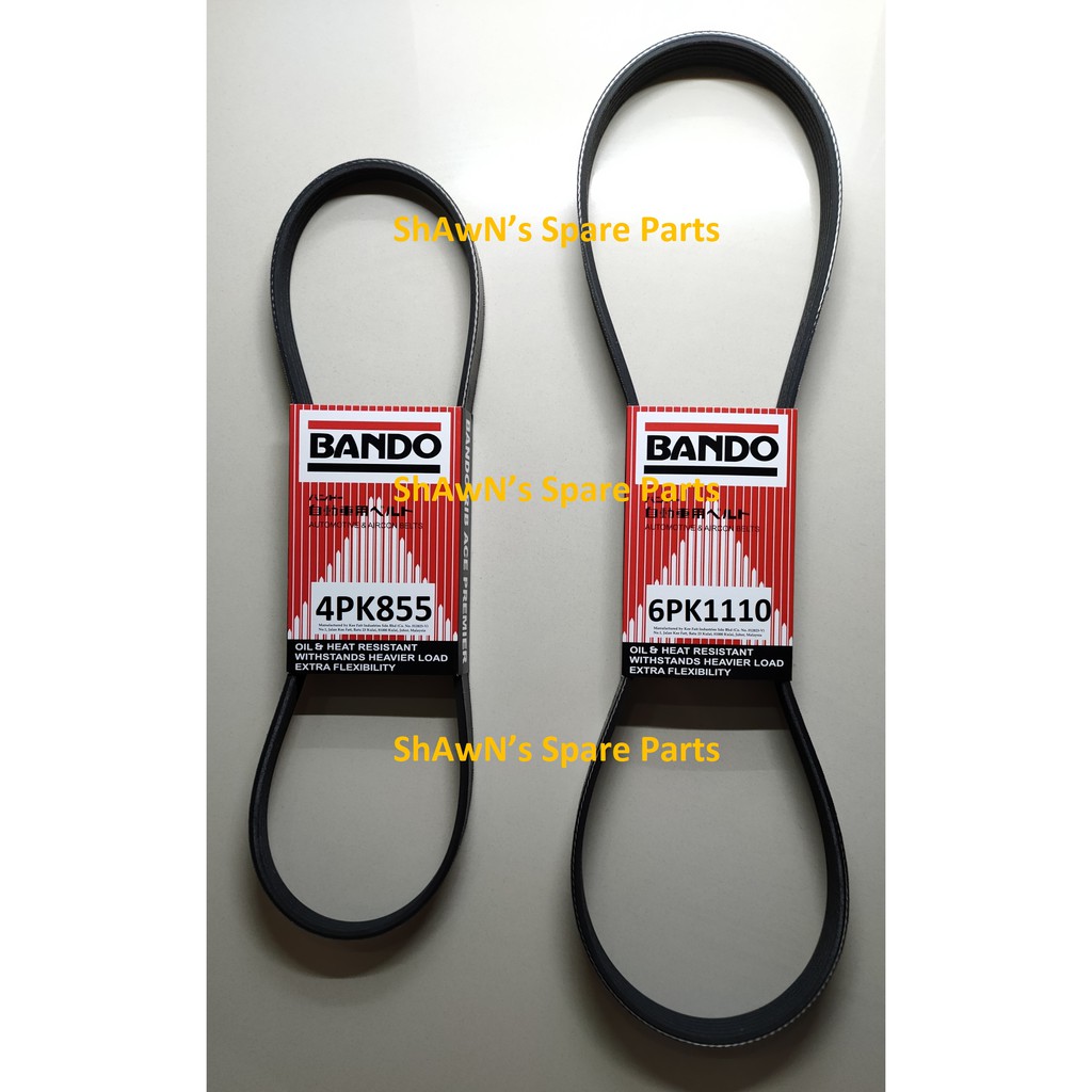 Nissan Sentra N16 สายพานพวงมาลัยพาวเวอร์ 4PK855 / สายพานพัดลม 6PK1110 - BANDO / LUCAS