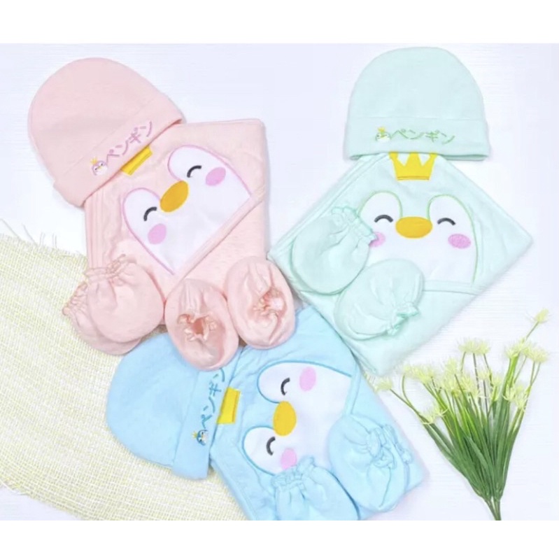 ชุดเซ็ตผ้าห่อตัวเด็ก ผ้านิ่มเนื้อดี ปักลายการ์ตูนน่ารัก สีหวานหลากหลายสี