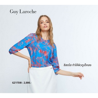 Guy Laroche เสื้อผู้หญิง เสื้อเบลาส์สวมง่ายลายพิมพ์เอกลักษณ์โดดเด่น ดีเทลกระดุมคอด้านหลัง(GZ17DB)