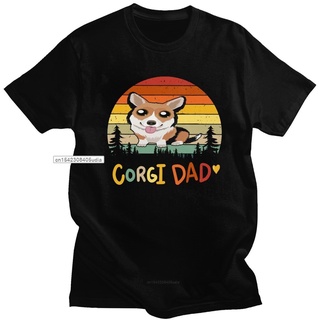 เสื้อยืดลําลอง ผ้าฝ้าย แขนสั้น คอกลม พิมพ์ลาย Pembroke Welsh Corgi สไตล์คลาสสิก เรโทร สําหรับผู้ชาย