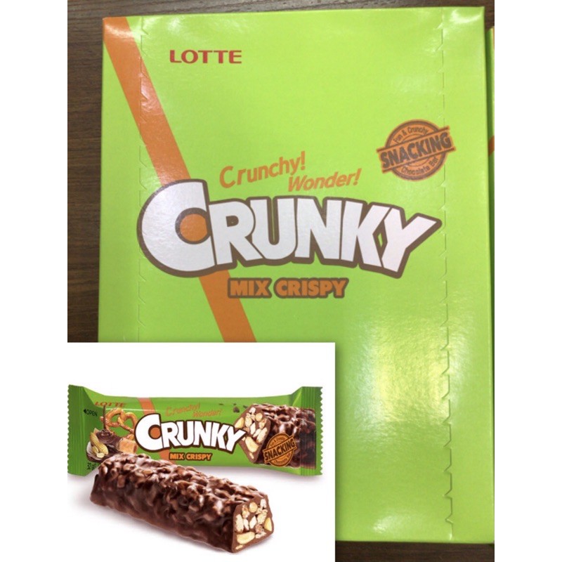 🌰พร้อมส่ง🌰 CRUNKY LOTTE ขนมช็อกโกแลตบาร์ ขนมเกาหลี ครั้นกี้ ลอตเต้ ช๊อกโกแลต choco chocolate (1 ชิ้น