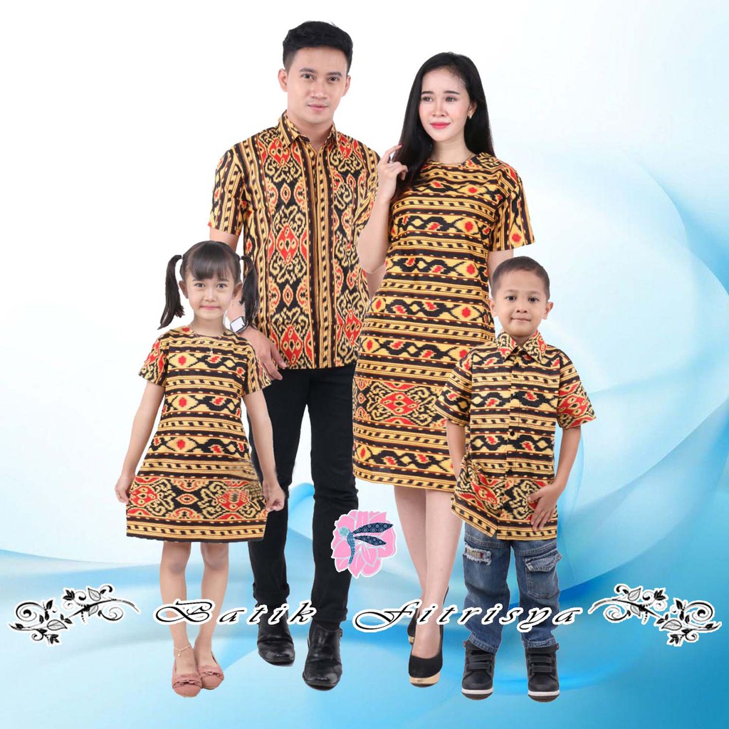 Merah KEMEJA FAMILY BATIK Set - MOTHER FATHER CHILD FAMILY Set - SONGKET MACAN WOVEN BATIK DRESS SHI