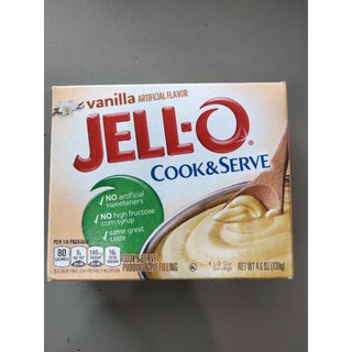 Jell-o Cook&amp;Serve Pudding Vanilla สำหรับทำขนมพุดดิ้ง  130g