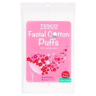 เทสโก้ เฟเชียล สำลีแผ่นรีดข้าง 100 แผ่น สำลี Tesco Facial Cotton Puffs 100pcs อุปกรณ์เพื่อสุขภาพ ความงาม ผลิตภัณฑ์เพื่อส