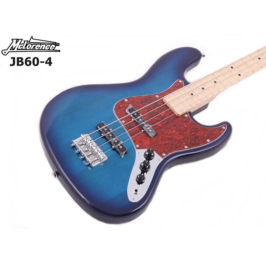 เบส Mclorence รุ่นJB60-4 ทรง Jazz Bass 4 สาย สีน้ำเงิน / สีซันเบิส เลือกสีได้ กีต้าร์เบส ฟรี สายแจ๊ค - ส่งด่วน มีปลายทาง