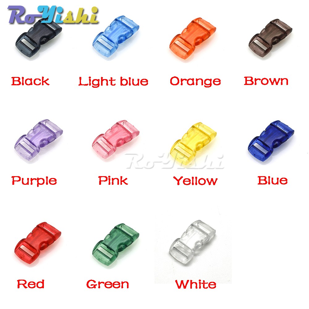 11 ชิ้น/แพ็ค 3/8 "(10 มม.) Jelly Clear สีสันโค้งด้านข้าง Release Mini Buckles สําหรับสร้อยข้อมือ Paracord/แมว
