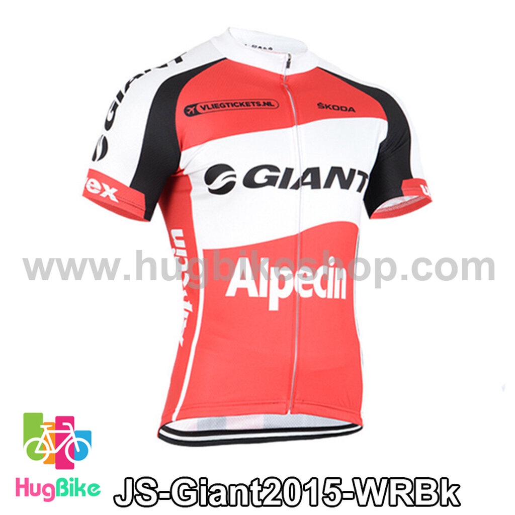 เสื้อจักรยานแขนสั้นทีม Giant 2015 ขาวแดงดำ