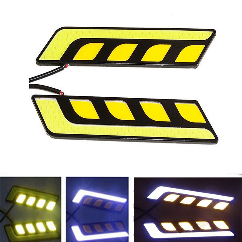 ไฟ LED DRL ไฟตัดหมอก 12 โวลต์ COB กันน้ำ สำหรับรถยนต์ 2ชิ้น