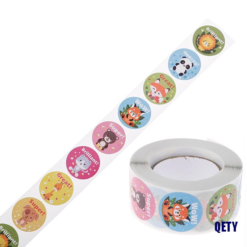 (QETY)500pcs Teacher Reward Stickers Cute Animal Stickers School Motivational Stickers