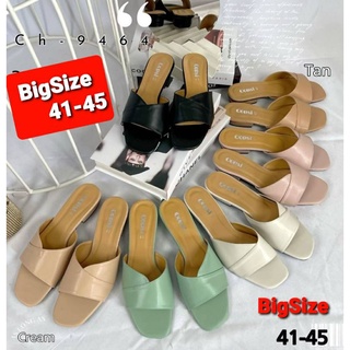 รองเท้าแฟชั่น แบบสวม ไซส์ใหญ่ Bigsize 41-45 มึส้นสูง 1  นิ้ว มี สีดำ สีขาว สีชมพู สีครีม