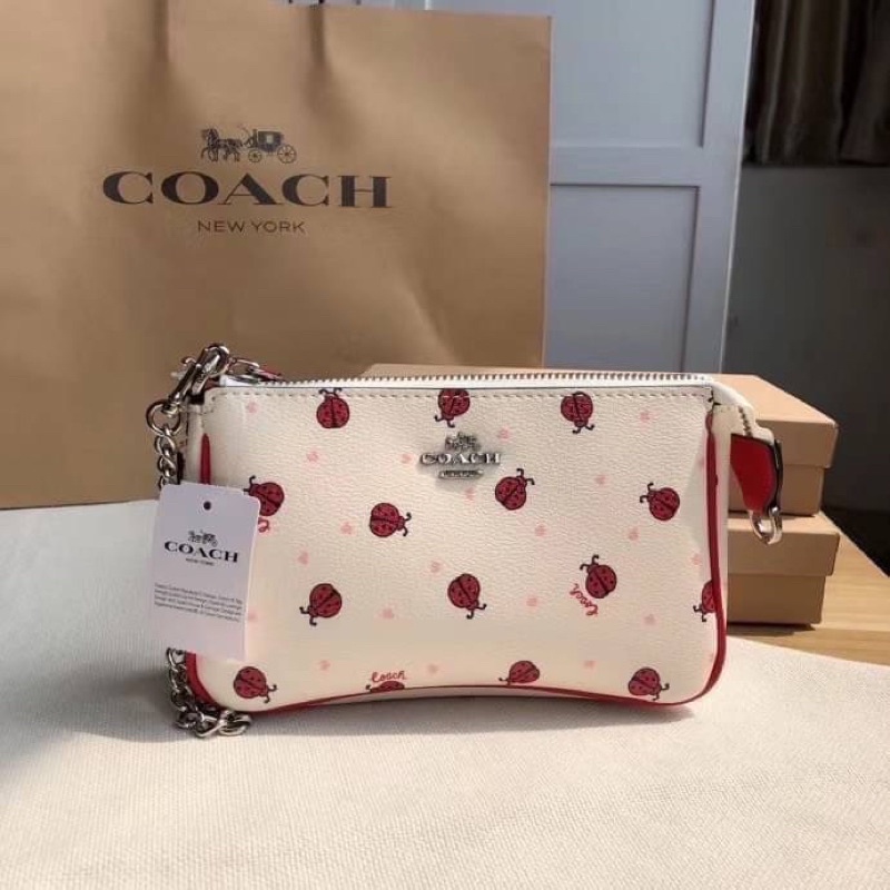 COACH POUCH IN SIGNATURE CANVAS WITH Ladybug (ladybug)